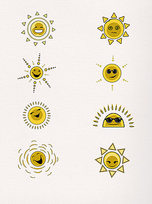 卡通手绘太阳表情包素材