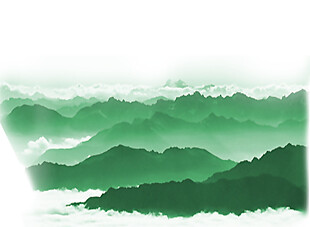 中国风清新绿色水墨山水装饰元素
