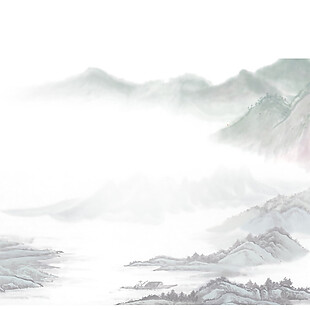 中国风白雾水墨山水装饰元素