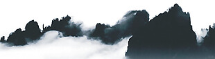 中国风雾气水墨山水装饰元素