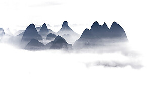 中国风山崖水墨山水装饰元素