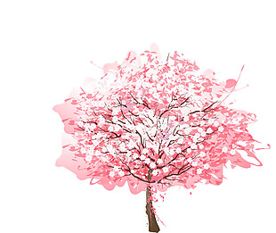清新少女粉色樱花树装饰元素