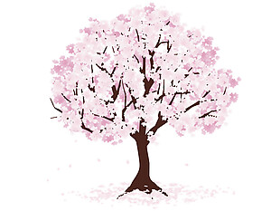 清新风格粉白色花瓣樱花装饰元素
