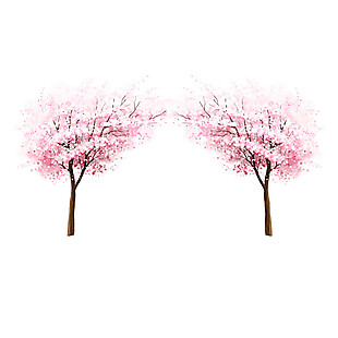 清新风格大樱花树装饰元素