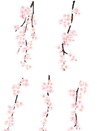 粉色花枝樱花装饰元素
