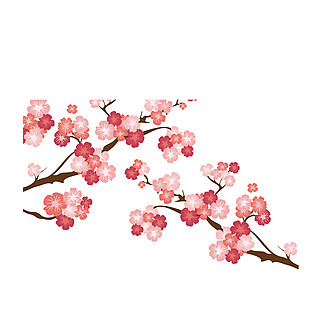 清新双色花瓣樱花装饰元素