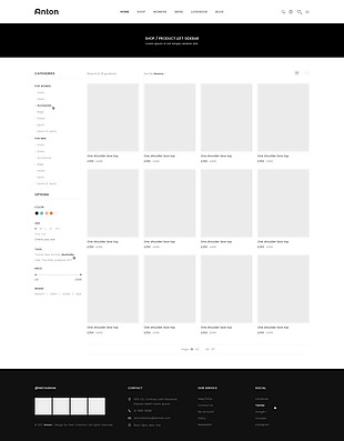 UI网页单侧列表黑白灰简约PSD模板