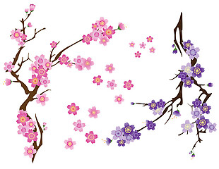 清新风格双色花瓣樱花装饰元素