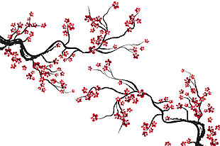 清新风格红色花朵樱花装饰元素