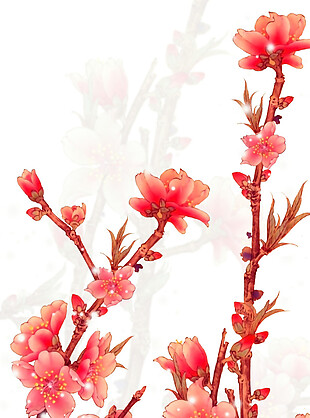 彩绘桃花枝图案元素