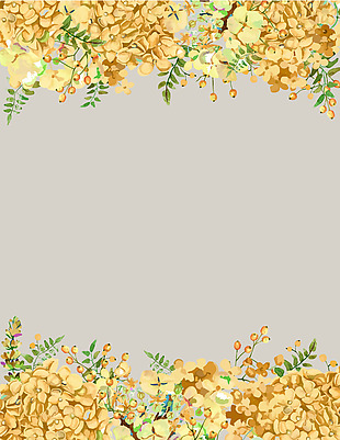矢量水彩黄色手绘花朵边框背景