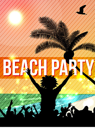 矢量橙色海边度假狂欢聚会海报背景