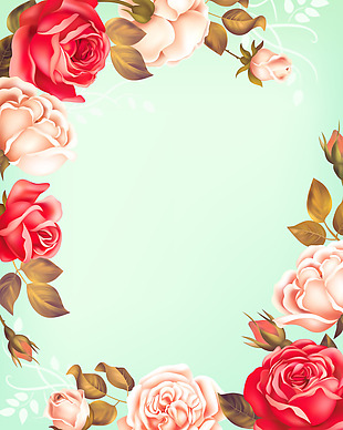 玫瑰花婚庆爱情背景矢量素材海报