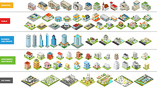 各种城市建筑插画