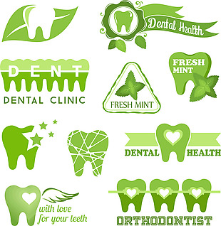 绿色时尚创意牙齿图标元素