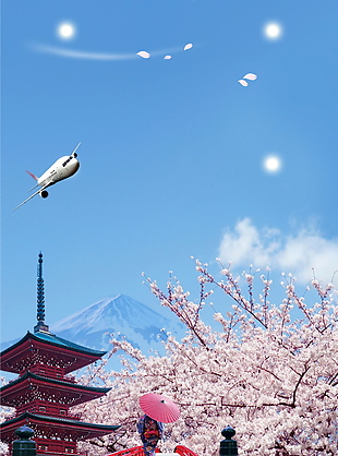 日本旅游樱花节海报背景设计