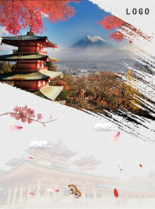 日本京东塔旅游背景设计
