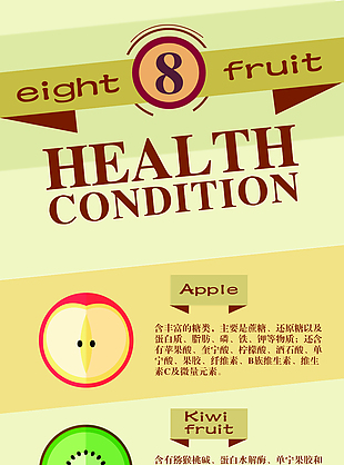 扁平化常见水果对人体健康的数据可视化