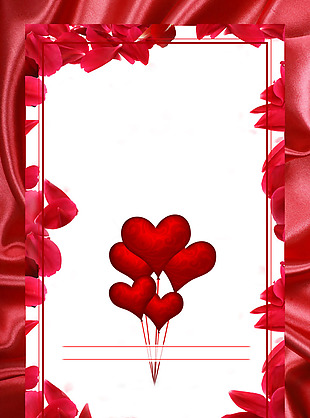 红色爱心婚礼海报背景设计