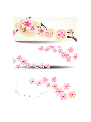 清新浅粉色花朵日本旅游装饰元素
