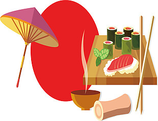 清新可爱食物手绘日本旅游装饰元素