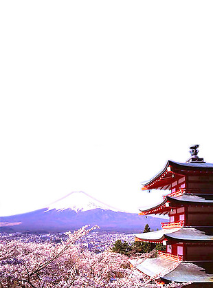 清新简约雪山风景日本旅游装饰元素