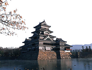 清新楼塔实景日本旅游装饰元素