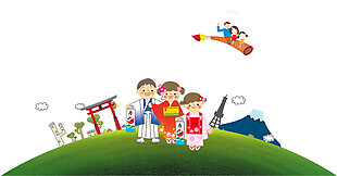 清新红色拱门日本旅游装饰元素