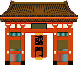 清新手绘寺庙日本旅游装饰元素