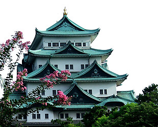 简约清新绿色屋顶日本旅游装饰元素