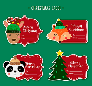 4款彩色圣诞节标签矢量素材