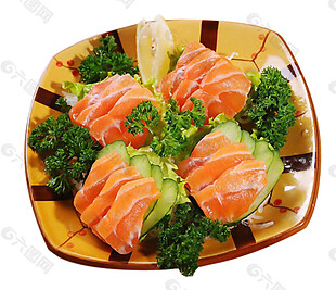精致三文鱼寿司料理美食产品实物