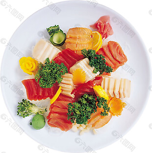 精致切片三文鱼料理美食产品实物