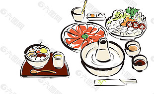 清新手绘日式美食装饰元素