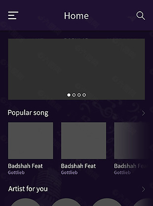 紫色酷炫手机音乐APP模板首页