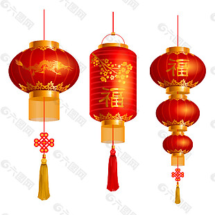 传统中国结灯笼PNG元素