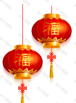中国风福字灯笼元素设计