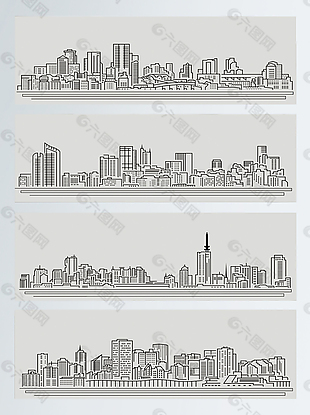 线性城市背景设计图案
