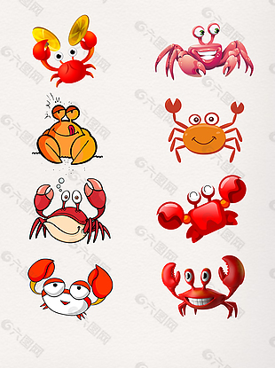 卡通可爱螃蟹装饰元素
