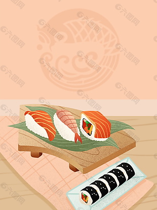 卡通日料寿司海报