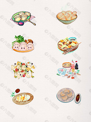 卡通手绘饺子PNG节日元素
