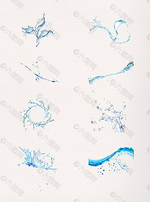 蓝色水纹水滴喷溅PNG元素