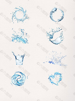 蓝色水滴水漩涡水纹PNG元素