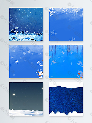 蓝色冬季雪雪花主图背景