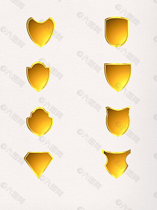 黄色金属质感防护盾牌PNG元素