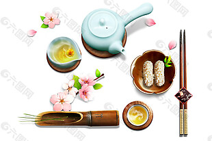 清新可爱粉色茶具产品实物