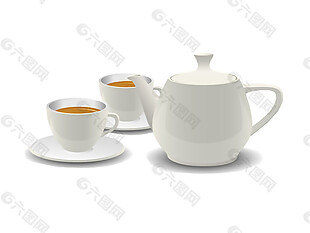 简约白色陶瓷茶具产品实物