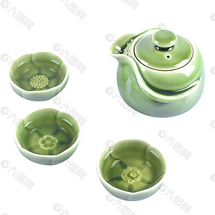 清新绿色茶具产品实物
