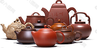 雅致红褐色茶具产品实物