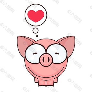 卡通猪猪期待爱情png元素